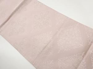 菱に華紋模様織出し開き名古屋帯（額縁仕立て）